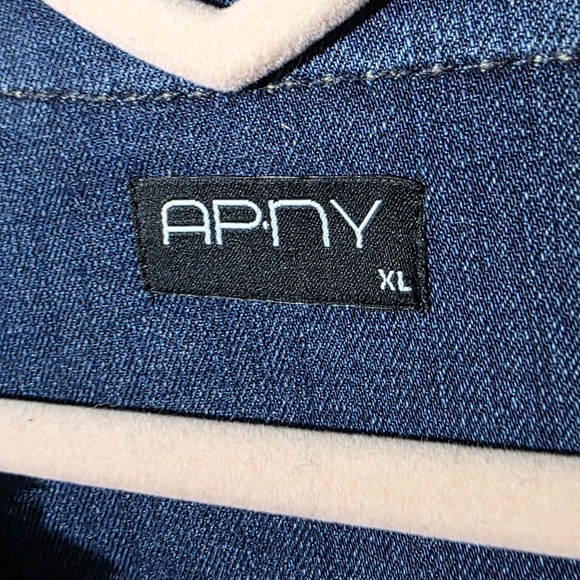 APNY Vintage Womens Distressed Frayed Blue Denim Jacket Sz XL - Picture 3 of 8